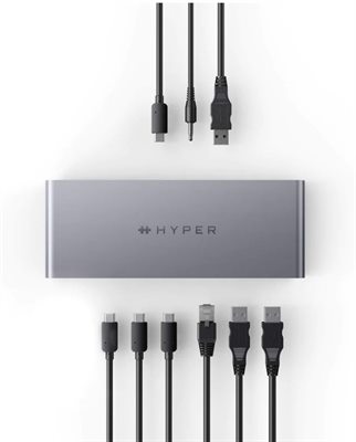 תחנת עגינה Thunderbolt 4 – Hyper Dock עם חיבורים מלאים וטעינה מהירה