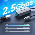 Cable USB C 3.0 to RJ45 2.5Gbps Adapter 0.15M 6