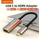 Cable USB C TO HDMI Adapter Female 8K 60Hz 4K 144Hz Black 20CM