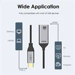 Cable PREMIUM USB TYPE C  TO HDMI 4K 60HZ FLEXIBLE PVC Silver 0.2 5