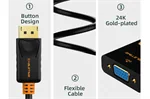 CableTime DisplayPort DP to VGA Adapter Full HD 1080P 60Hz 0.2M CP25B 2