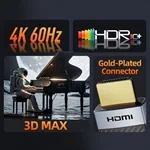 CableTime HDMI 2.0 Extension Cable 4K60Hz HDMI Male to Female 2M Black CH25L 2