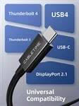 Cable Time Thunderbolt 5 USB-C Cable 240W 120Gbps 8K 0.8M CT50G 2