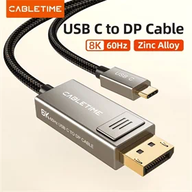 CableTime USB-C to DisplayPort 1.4 Cable 8K60Hz 4K144Hz 3M Black CC22N