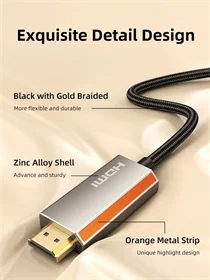 CableTime DisplayPort 1.4 to HDMI 2.1 Cable 8K60Hz 4K120Hz 2M Black CD36L