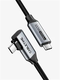 CableTime USB-C to USB-C Right Angle Cable 100W 20Gbps 4K 2M
