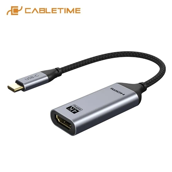 Cable PREMIUM USB TYPE C  TO HDMI 4K 60HZ FLEXIBLE PVC Silver 0.2