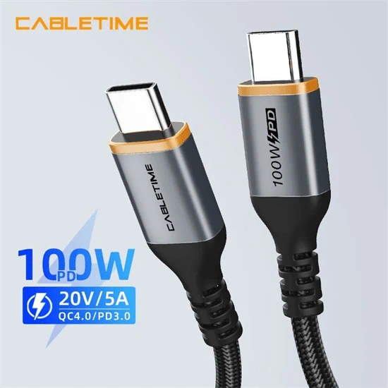 CableTime USB-C to USB-C PD 100W Cable 2M Black CU03L