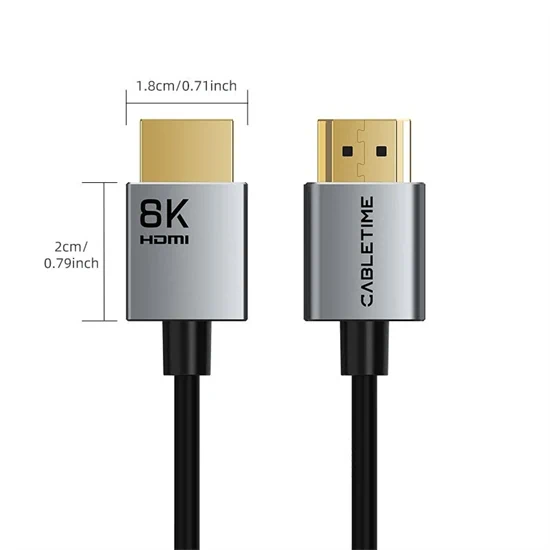 CableTime Slim HDMI 2.1 Cable 8K60Hz 48Gbps 1M Black CH14H