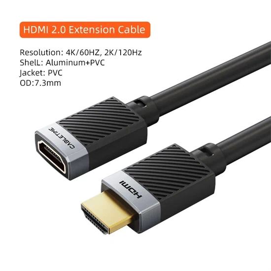 CableTime HDMI 2.0 Extension Cable 4K60Hz HDMI Male to Female 2M Black CH25L