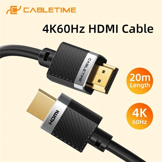 CableTime HDMI 2.0 Cable 4K60Hz 18Gbps 1M Black CH24H