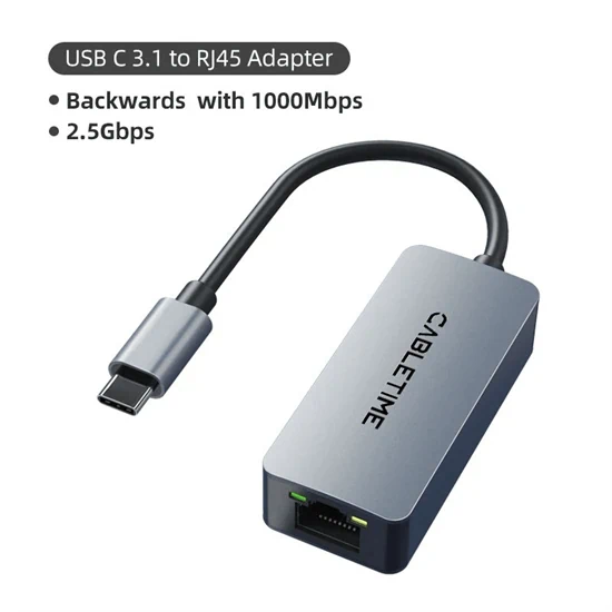 CableTime USB-C 3.0 to RJ45 2.5Gbps Adapter 0.15M CB57G